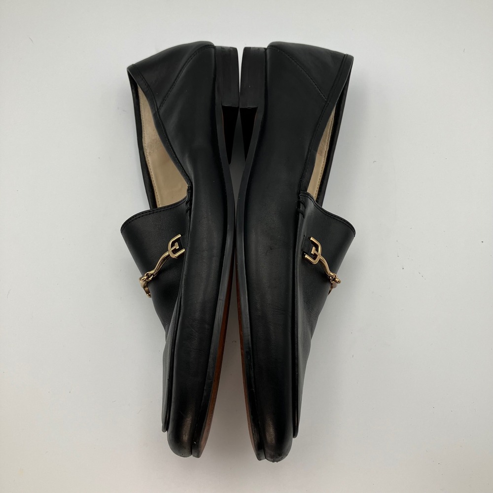 Sam Edelman Loraine Bit Loafer Black Leather Gold Hardware Women Size 10 - Picture 7 of 12
